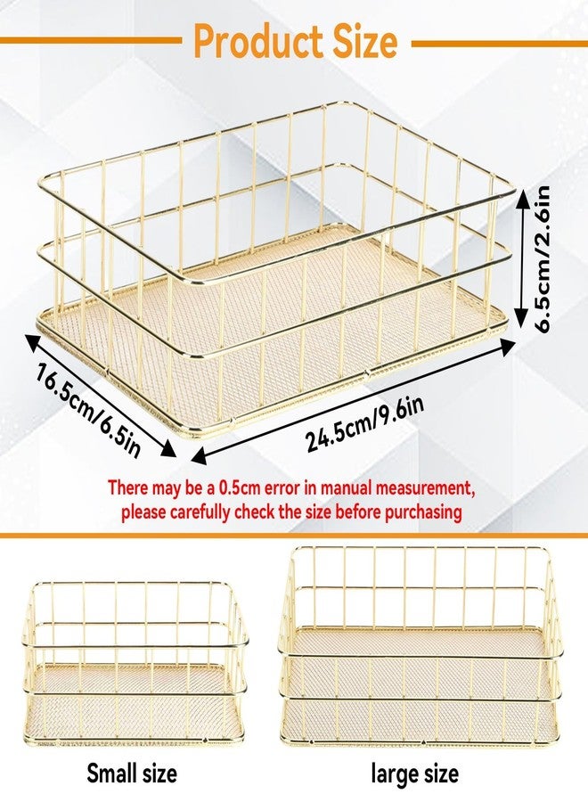 Jwthee Gold Wire Basket, Small Gold Baskets for Organizing, Wire Mesh Storage Bin for Organizing - Image 2
